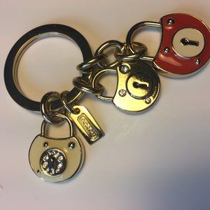 COACH❤️🔐Triple Sweethearts Padlocks🔐KeyFob 61914